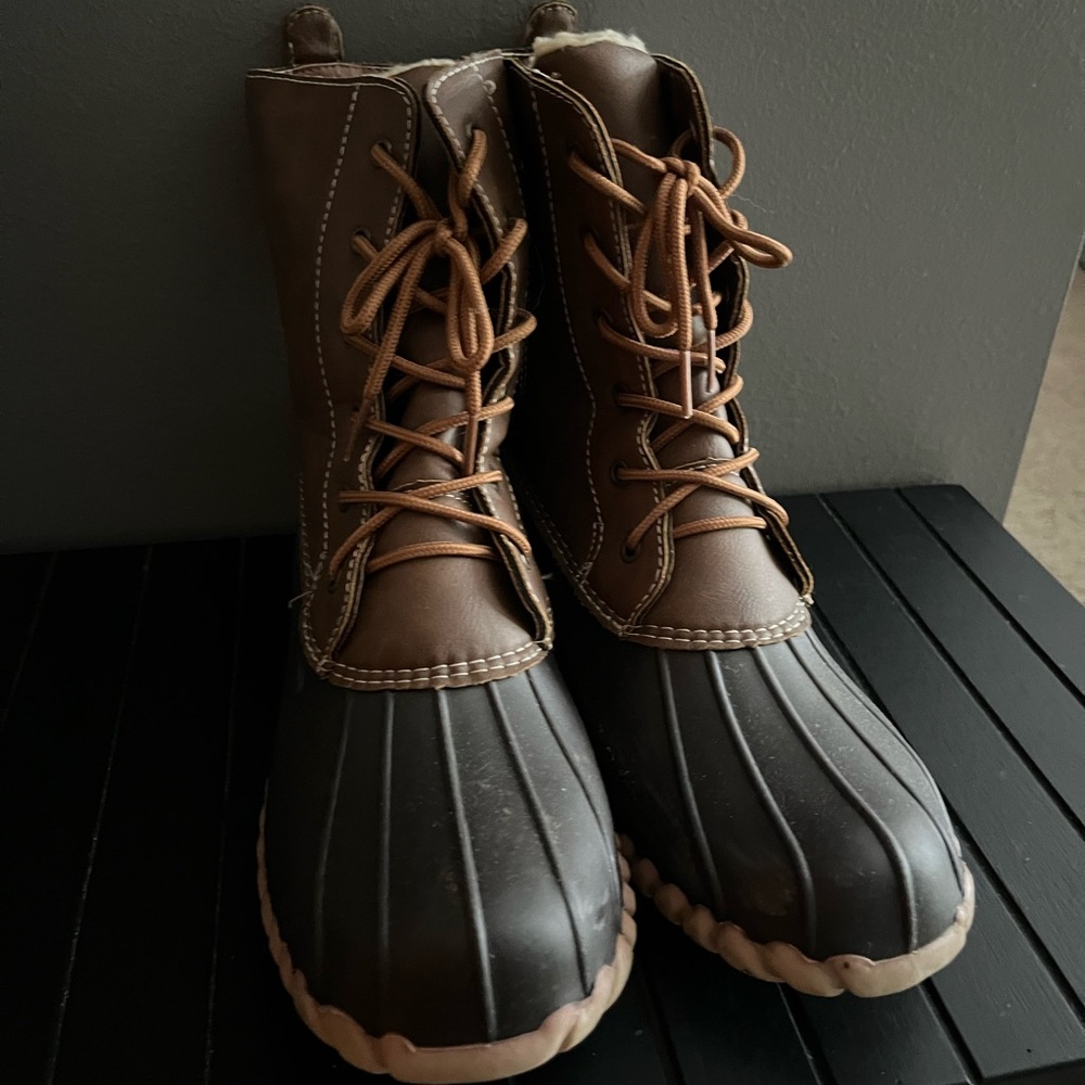 Brown and Black Duck Boots